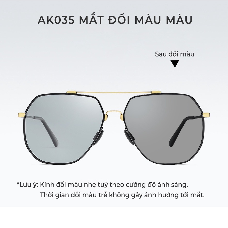 Kính Râm Nam Thời Trang Chống Tia UV, Tròng Kính Phân Cực Chống Chói Gọng Kính Vuông AK035 - AORON