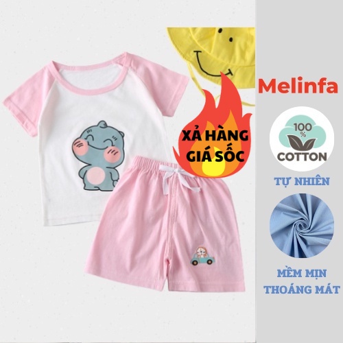 Bộ quần áo trẻ em, set bộ đồ cotton trẻ em bé trai và bé gái ngắn tay quần short (từ 2- 5 tuổi) mã VABD0125