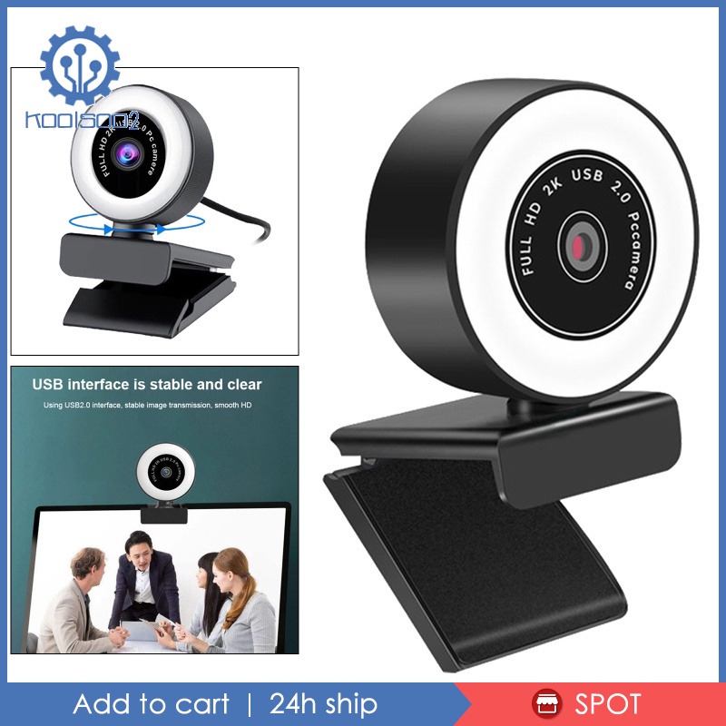 Webcam mini có đèn và mic 1080P/2K/5MP