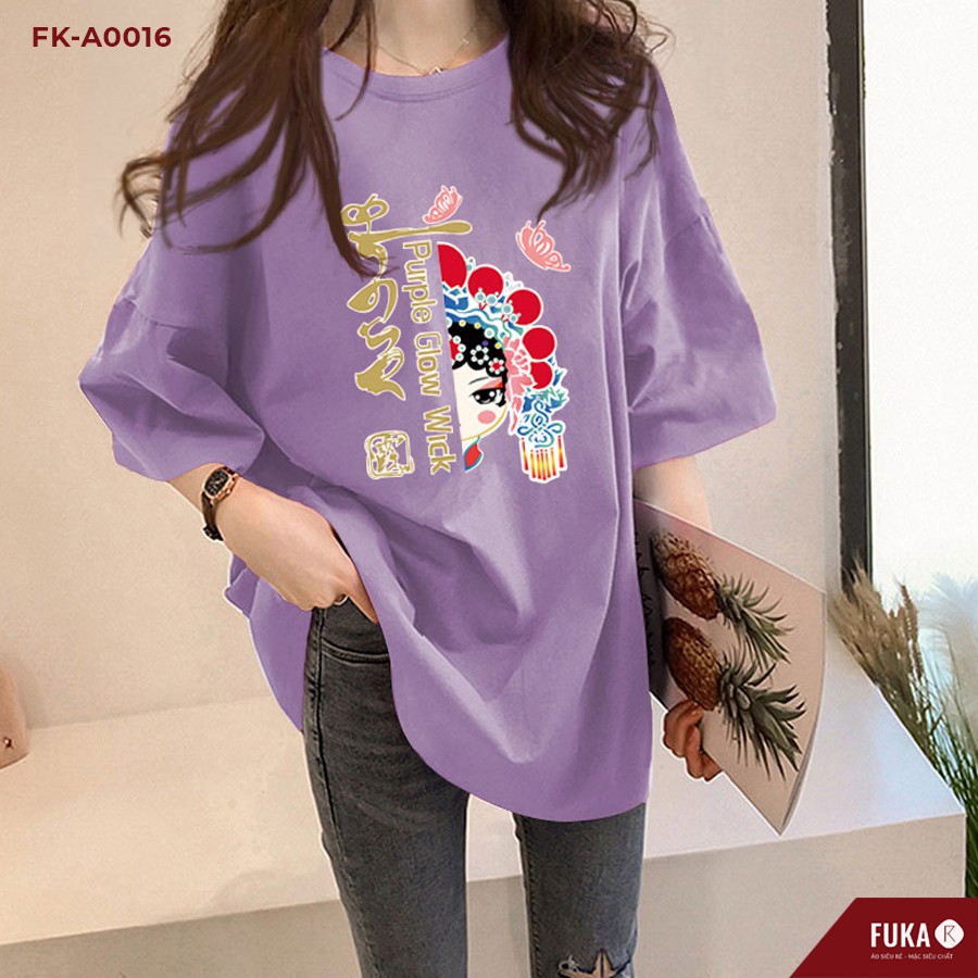 Áo thun nữ FUKA - Áo phông nữ tay lỡ cổ tròn hình tiên kèm chữ chất cotton siêu mát