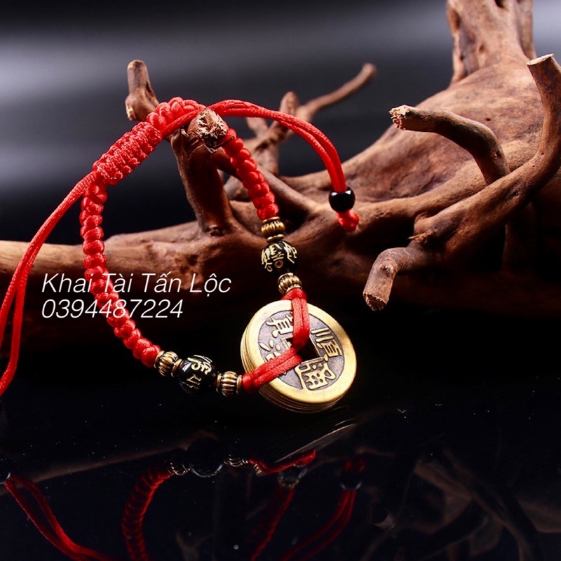 Vòng tay dây đỏ 5 xu ngũ đế may mắn , bình an và tài lộc