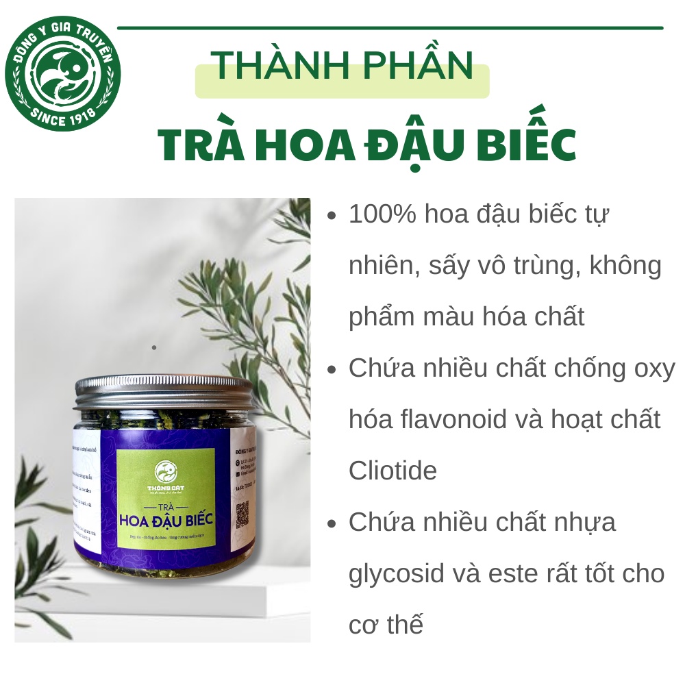 Trà Hoa Đậu Biếc sấy khô THÔNG CÁT 1918 thanh nhiệt giải độc, detox cơ thể , giảm  nếp nhăn, chống lão hóa da