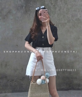 Áo sơmi cộc tay cổ vest (hình thật shop chụp/sẵn)