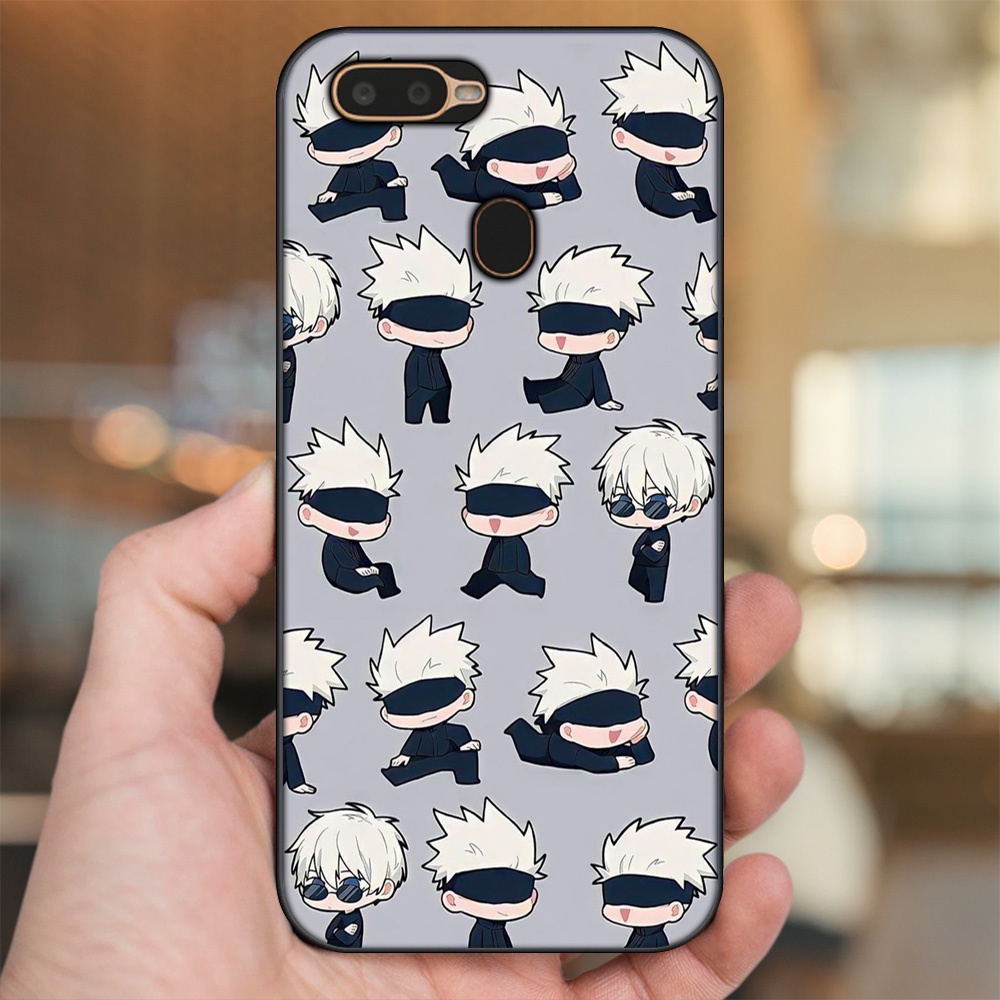 Ốp lưng Oppo A5S, A7, A12, F9 viền đen in hình Satoru Jujutsu Kaisen