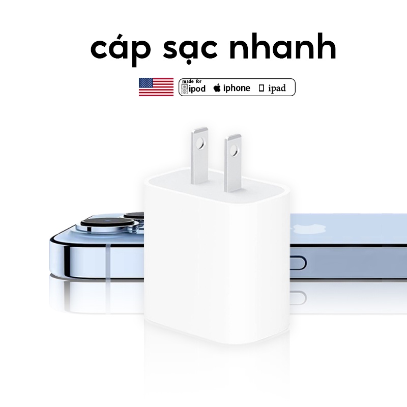 【BH 12 tháng】củ sạc nhanh 20w - Củ sạc nhanh cho iOS - Tương thích với cáp sạc nhanh type-c
