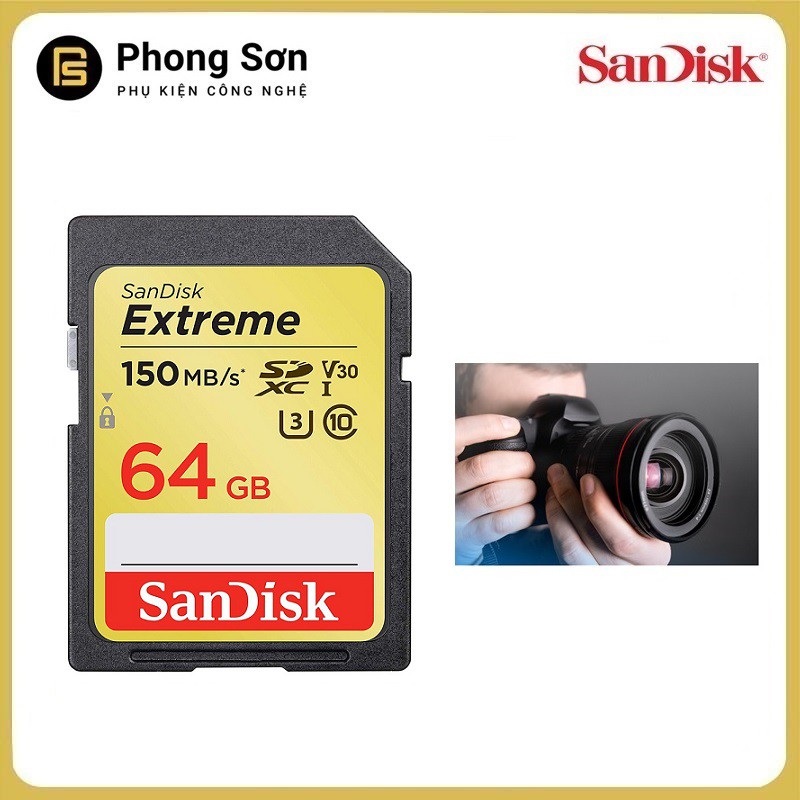 Thẻ nhớ SDXC 64GB Extreme 150mb/s UHS-1 Sandisk | BigBuy360 - bigbuy360.vn