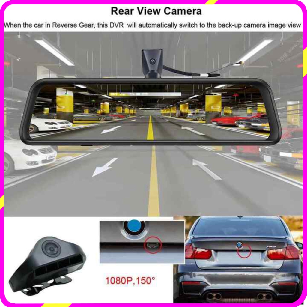 Camera hành trình 360 độ gắn gương xe ô tô Whexune K960, Ram 2GB, Rom 32GB, màn hình 12 inch