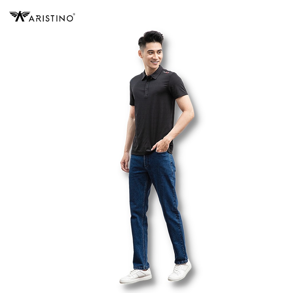Áo Thun Polo Nam Nam ARISTINO Trơn Cổ Bẻ Vai In Cách Điệu Thoáng Mát APS055S1