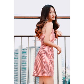 Đầm caro 2 dây