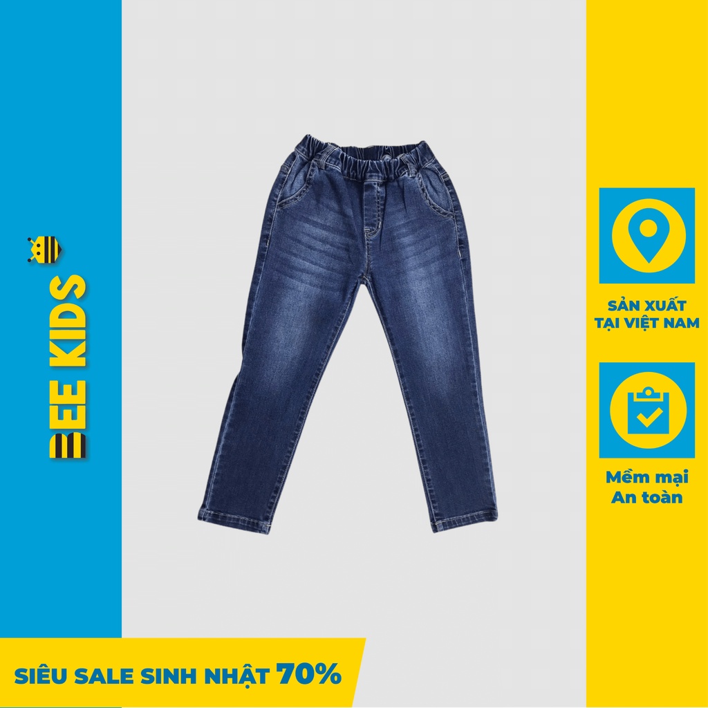 Quần Dài Bé Trai Bee Kids Chất Liệu Jean Không Bai Không Xù, Có 2 Túi Chéo Và Cạp Chun Mềm Mại 8QJ01746DO