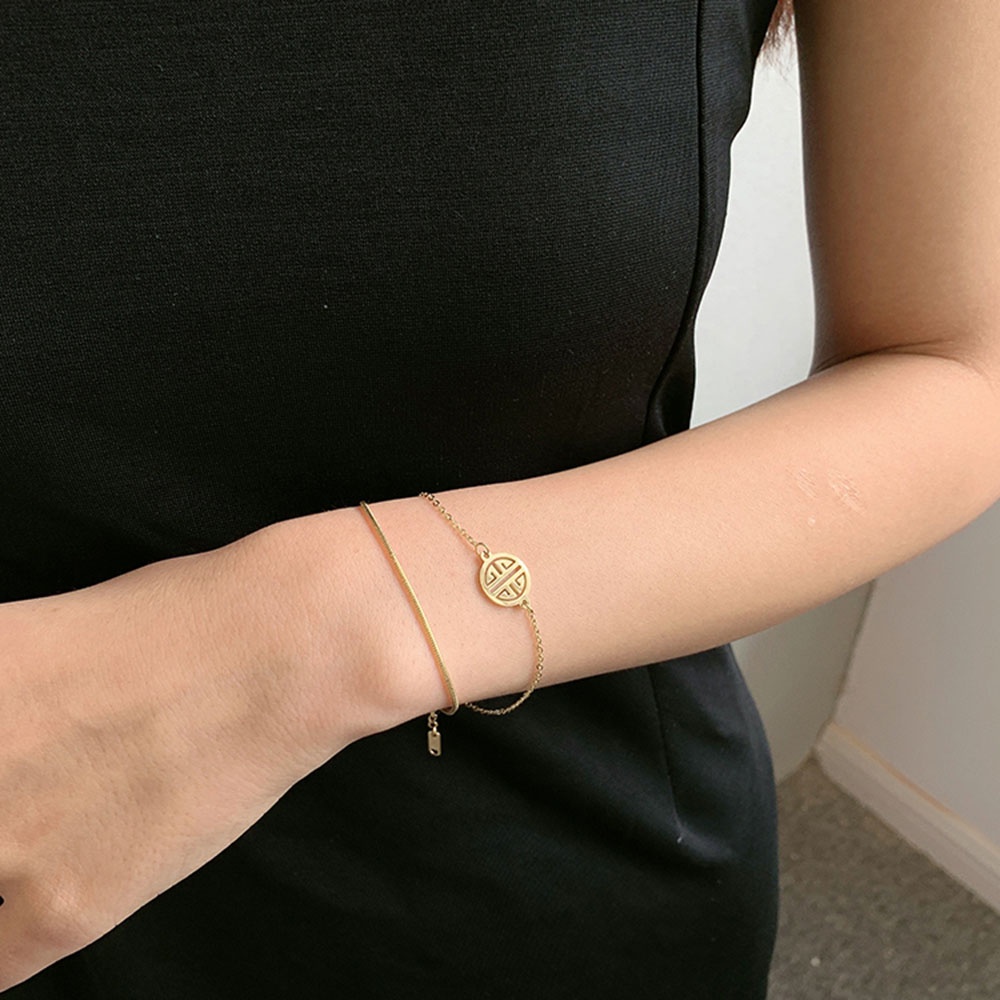 Vòng Tay Thép Titan Mạ Vàng Thời Trang Phong Cách Hàn Quốc