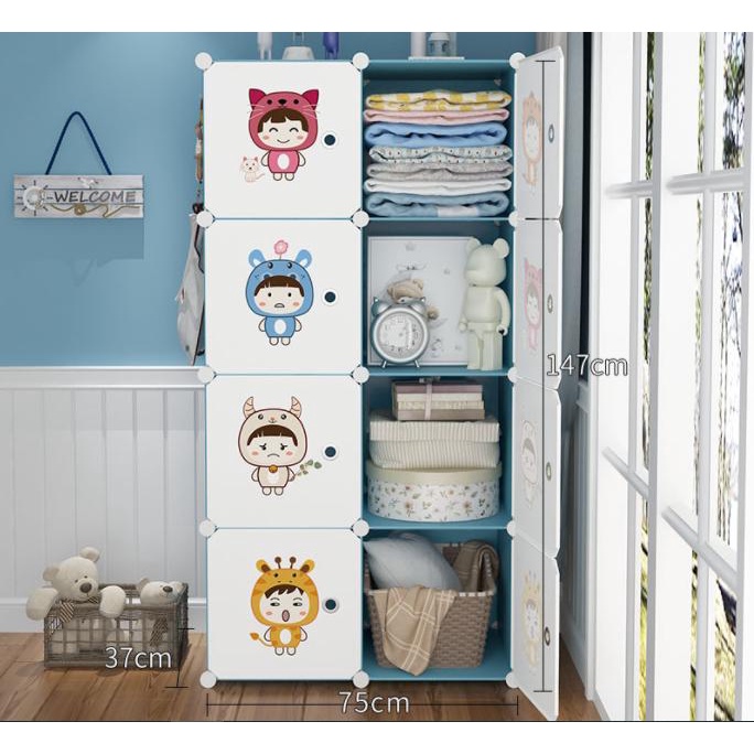 Tủ nhựa lắp ghép 8 ô sắp xếp quần áo trung bày vật dụng đa năng V LUCKY HOUSE VLK38