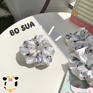 Cột Tóc Vải Scrunchies Bò Sữa