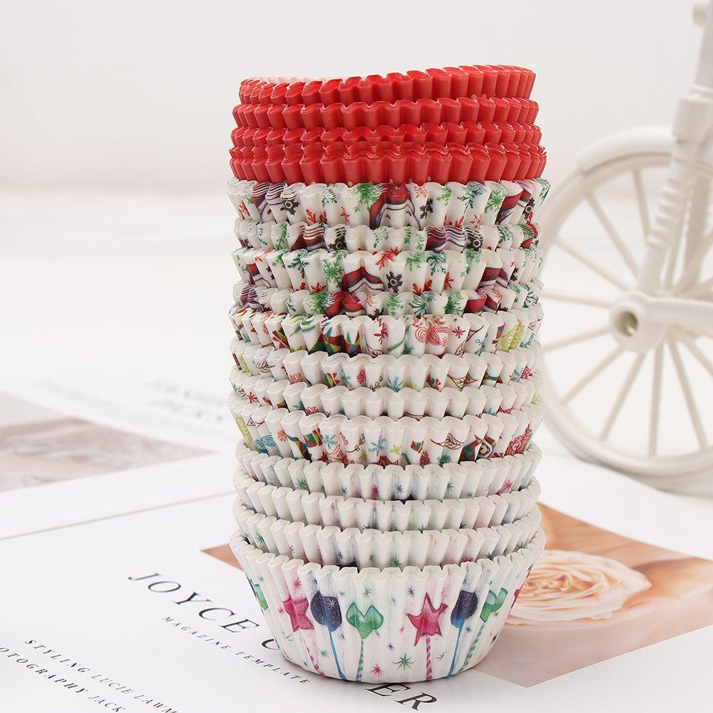 Set 100 Cốc Giấy Đựng Bánh Cupcake Trang Trí Giáng Sinh