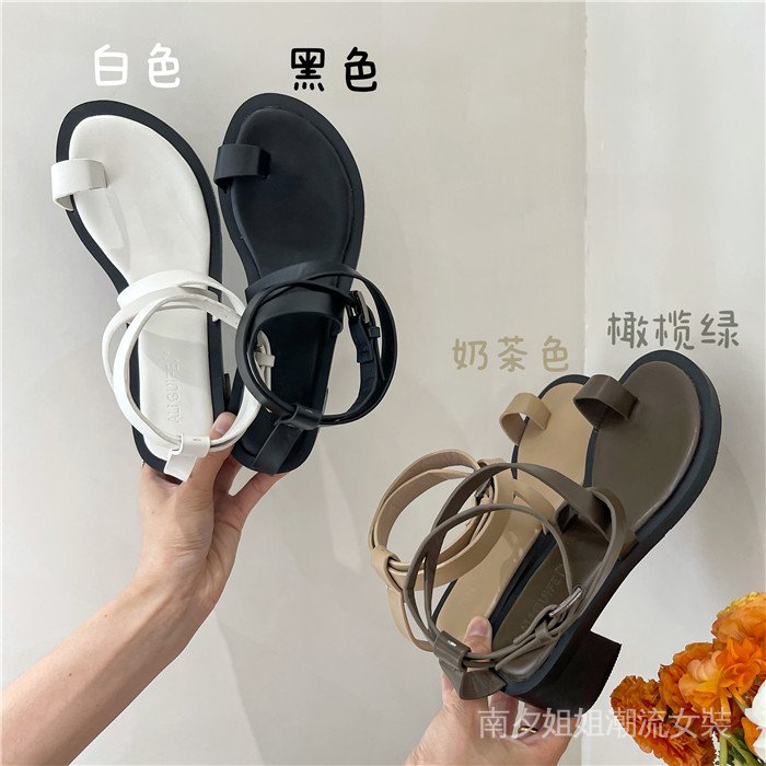 Giày Sandal Cao Gót Hở Ngón Cột Dây Phong Cách Retro Hàn Quốc 2021