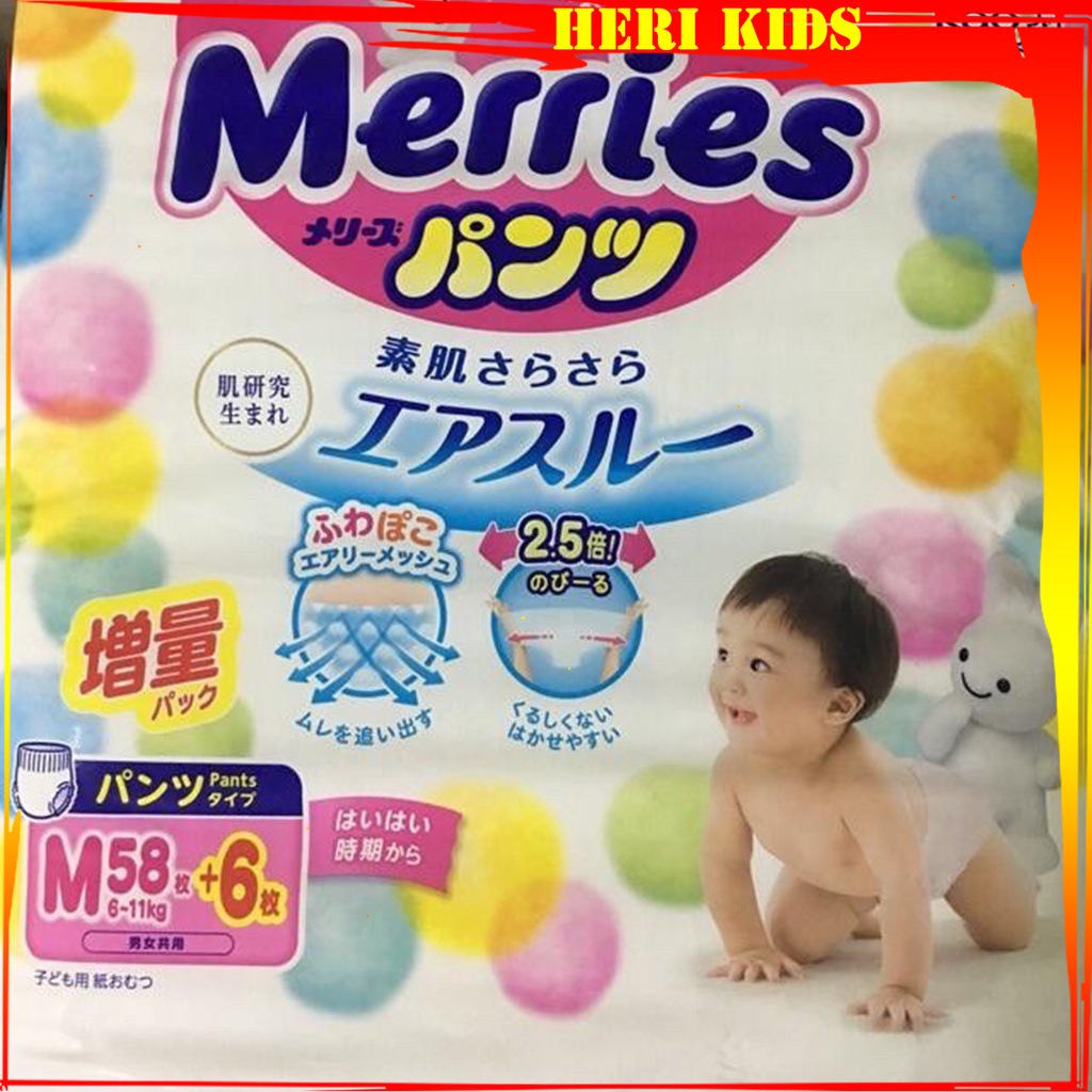 Bỉm MERRIES nội địa Nhật cộng miếng đủ size NB(76+6) dán/ S76 dán/ M60 dán/M64 quần/ L50 quần/ XL44 quần/ XXL 28 quần