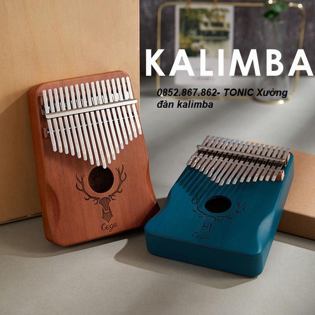 Đàn kalimba 17 phím gỗ nguyên khối Mahagony GECKO000076-002 Kalimba Cega Tuần lộc xanh