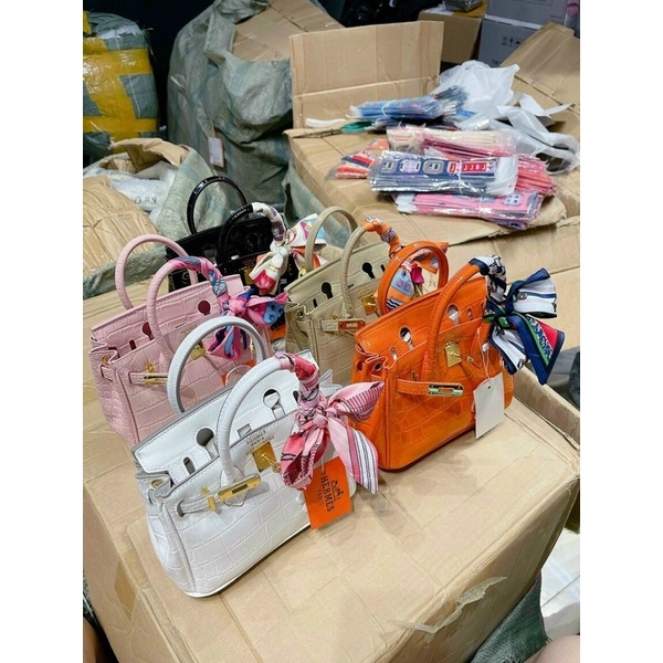 Túi Hm birkin sz 20  tặng kèm khăn lụa