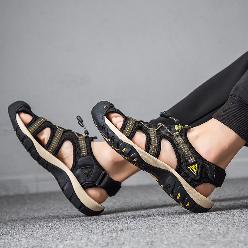 Giày sandal bằng da phong cách năng động trẻ trung dành cho nam