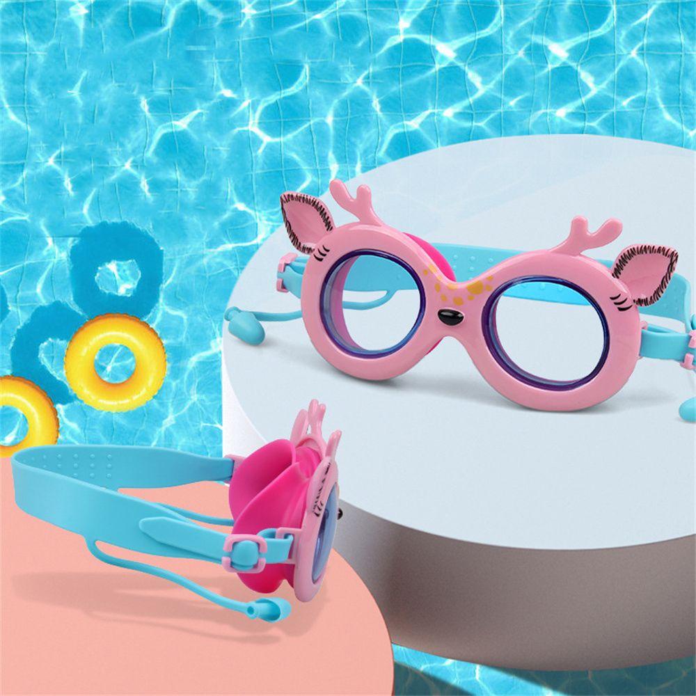 Kính Bơi Gắn Nút Bịt Tai Chống Sương Mù Họa Tiết Hoạt Hình Dễ Thương Có Thể