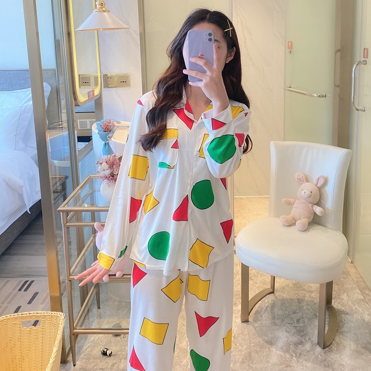 Đồ ngủ pijama tay dài hình shin cậu bé bút chì xinh xắn