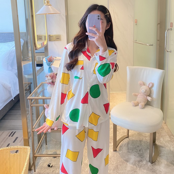 Đồ Ngủ Pijama Tay Dài In Hình Shin Cậu Bé Bút Chì Đáng Yêu