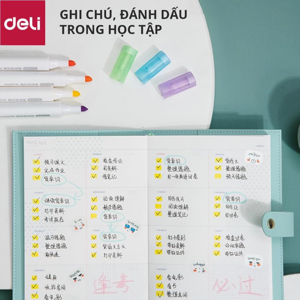 Bút highlight dạ quang dấu dòng Deli hộp 6 chiếc - 33002 [Deli]