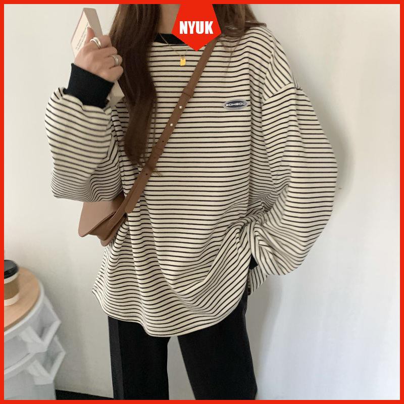Áo Len Nữ Tay Dài Kẻ Sọc Ngang Thời Trang Hàn Quốc Mới | BigBuy360 - bigbuy360.vn