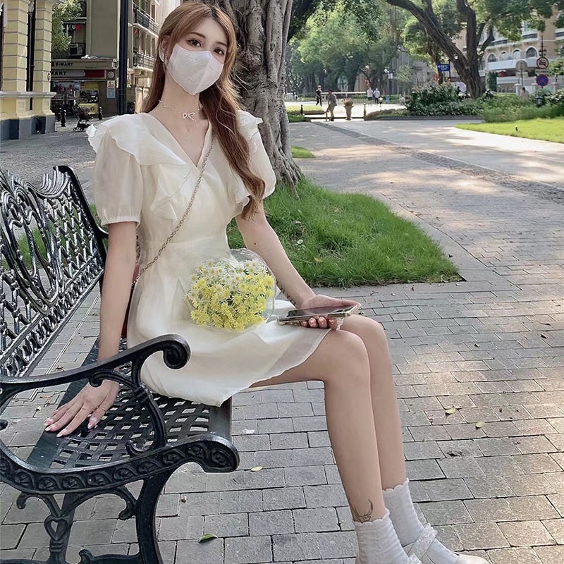 Đầm Công Chúa Mini Tay Ngắn Vải Voan Thời Trang Mùa Hè