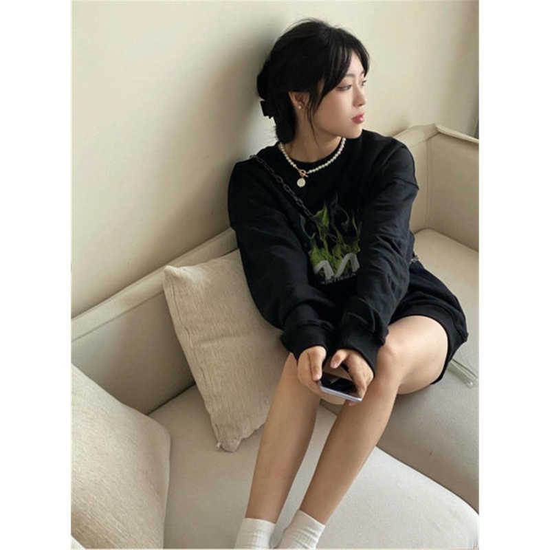 Áo thun ZHELIHANGFEI tay dài dáng rộng kiểu Mỹ cá tính