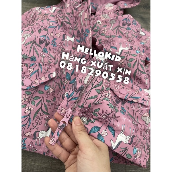 A532 - Áo khoác raincoat hồng ngựa hoa bé gái Nxt