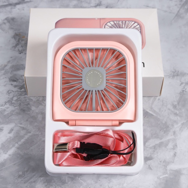 Quạt mini đeo cổ kiêm sạc dự phòng 3000mah