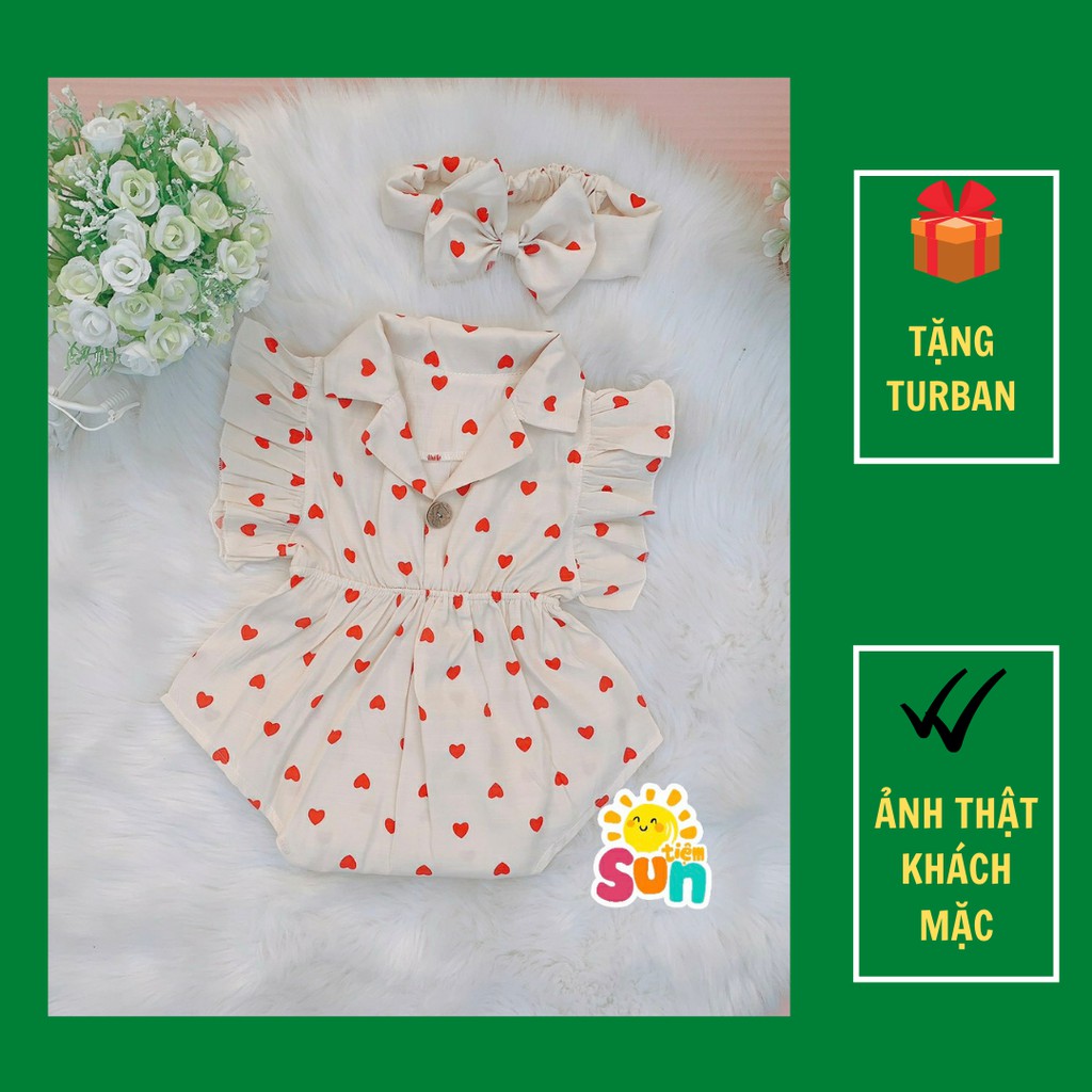 𝗧𝗮̣̆𝗻𝗴 𝘁𝘂𝗿𝗯𝗮𝗻 Size 4-12kg, vải đũi lạnh mềm và mát rượi, Body cho bé gái hàng thiết kế xịn đẹp