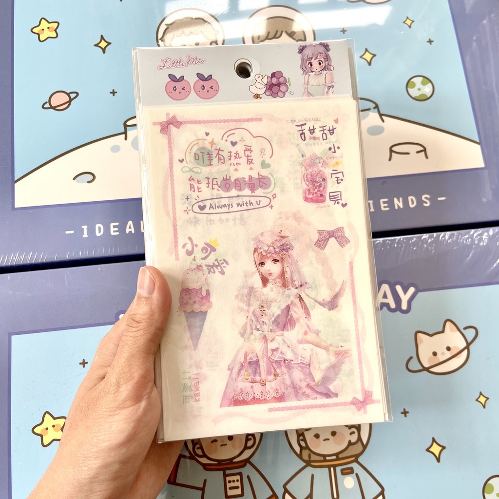 Set 4 tấm sticker trang trí nhiều mẫu cute