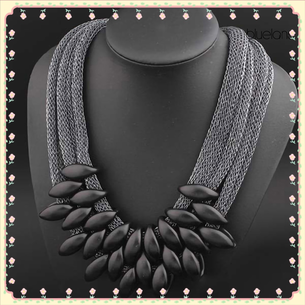 Vòng Cổ Choker Nhiều Lớp Mặt Lá Hợp Kim