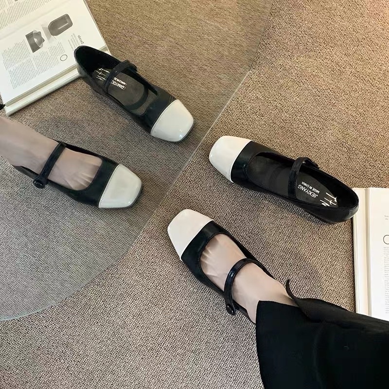 [SẴN HÀNG] Giày búp bê Mary Jane mũi vuông giày nữ 2022 đế thấp