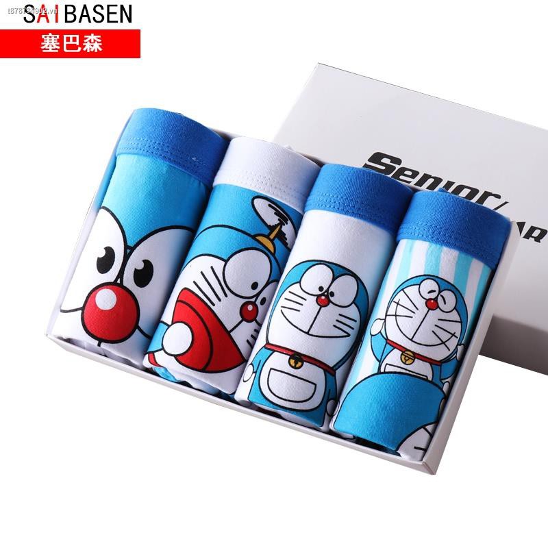 Quần Lót Boxer Cotton Thể Thao Họa Tiết Doraemon Cho Nam