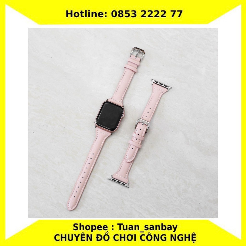 DÂY ĐỒNG HỒ THÔNG MINH 38/40/42/44 DÂY DA BẢN NHỎ MÀU HỒNG DỄ THƯƠNG