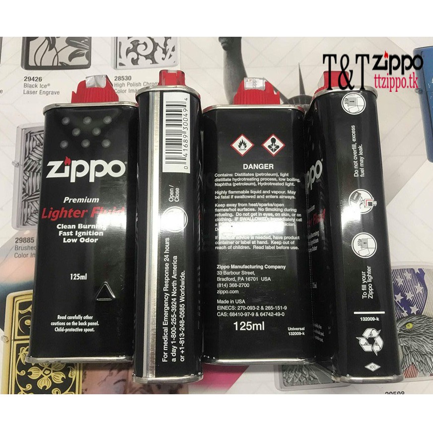 Xăng Zippo chính hãng, bình xăng 125ml, tem phản quang hàng chính phẩm.