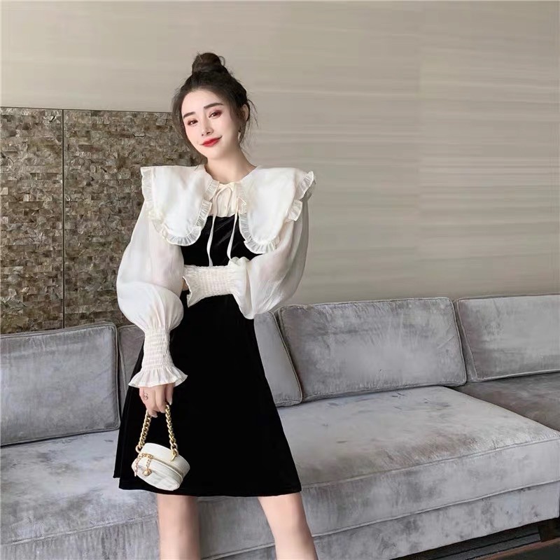 Đầm nhung tiểu thư ( Hàng sẵn)