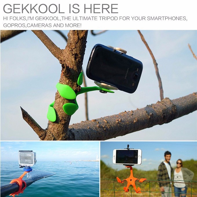 Gía đỡ điện thoại chân máy cao su uốn dẻo hiệu Gekkopod Mini giá rẻ có tấm đệm chống xước máy màu ngẫu nhiên