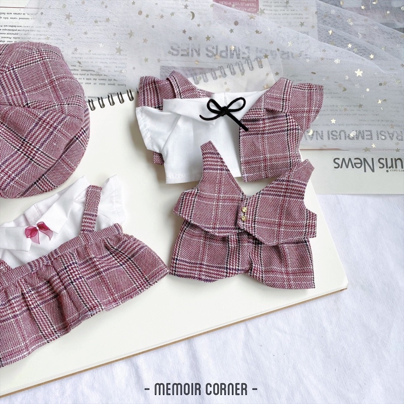 Outfit Doll 15cm &amp; 20cm - Set Suit họa tiết Glen Vector / tủ đồ Memoir