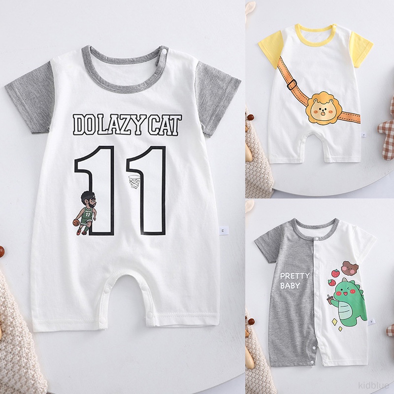 Bộ Áo Liền Quần Ngắn Tay In Họa Tiết Hoạt Hình Dễ Thương Cho Bé