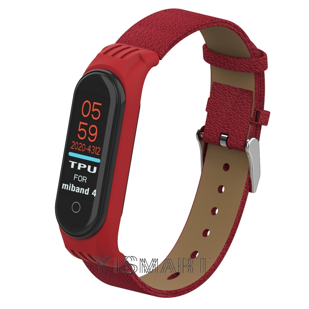 Dây đeo đồng hồ chát liệu da TPU nhiều màu cho Xiaomi MiBand 6 5 Mi Band 4 3