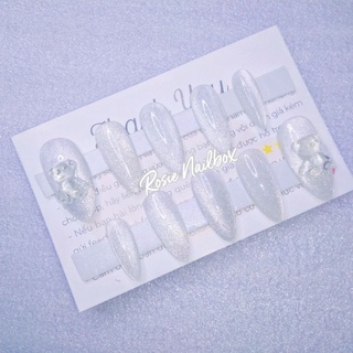 Nailbox móng úp Mắt mèo charm gấu