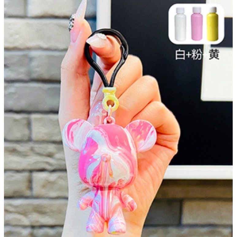 Set móc gấu tự đổ sơn Bearbrick màu Acrylic nhiều màu, thỏa sức sáng tạo