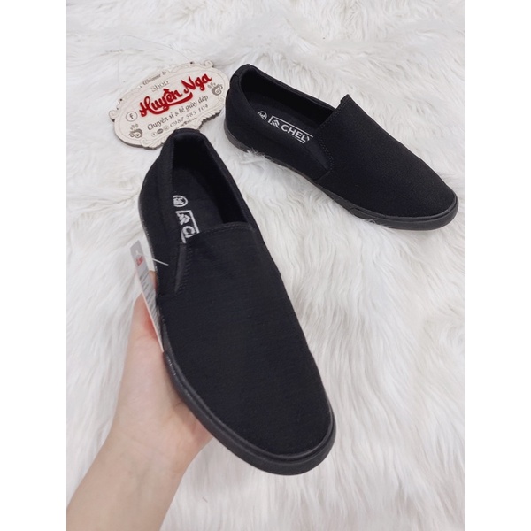 Giày lười vải nam màu ghi và đen