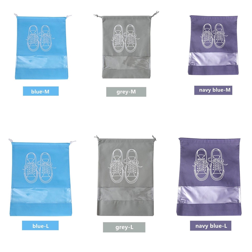 Túi Đựng Giày Mang Đi Du Lịch Chất Liệu Vải Không Dệt Dày Dặn Có Dây Rút Gọn Nhẹ Nhiều Màu Sắc