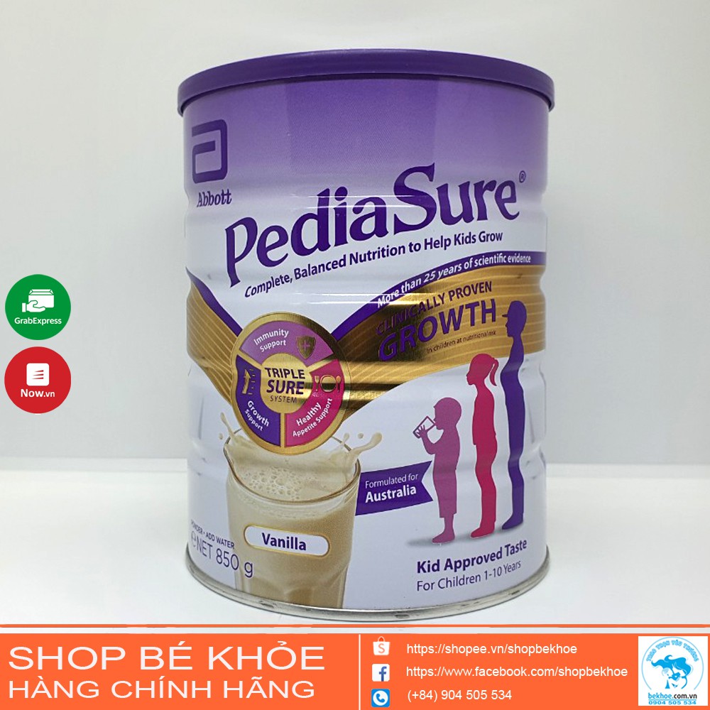 Sữa Pediasure úc 850gr nắp tím cho thấp còi nhẹ cân