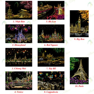 Tranh Cạo Hàn Quốc A3 Đa Sắc - Bộ Sưu Tập Colorful City 1